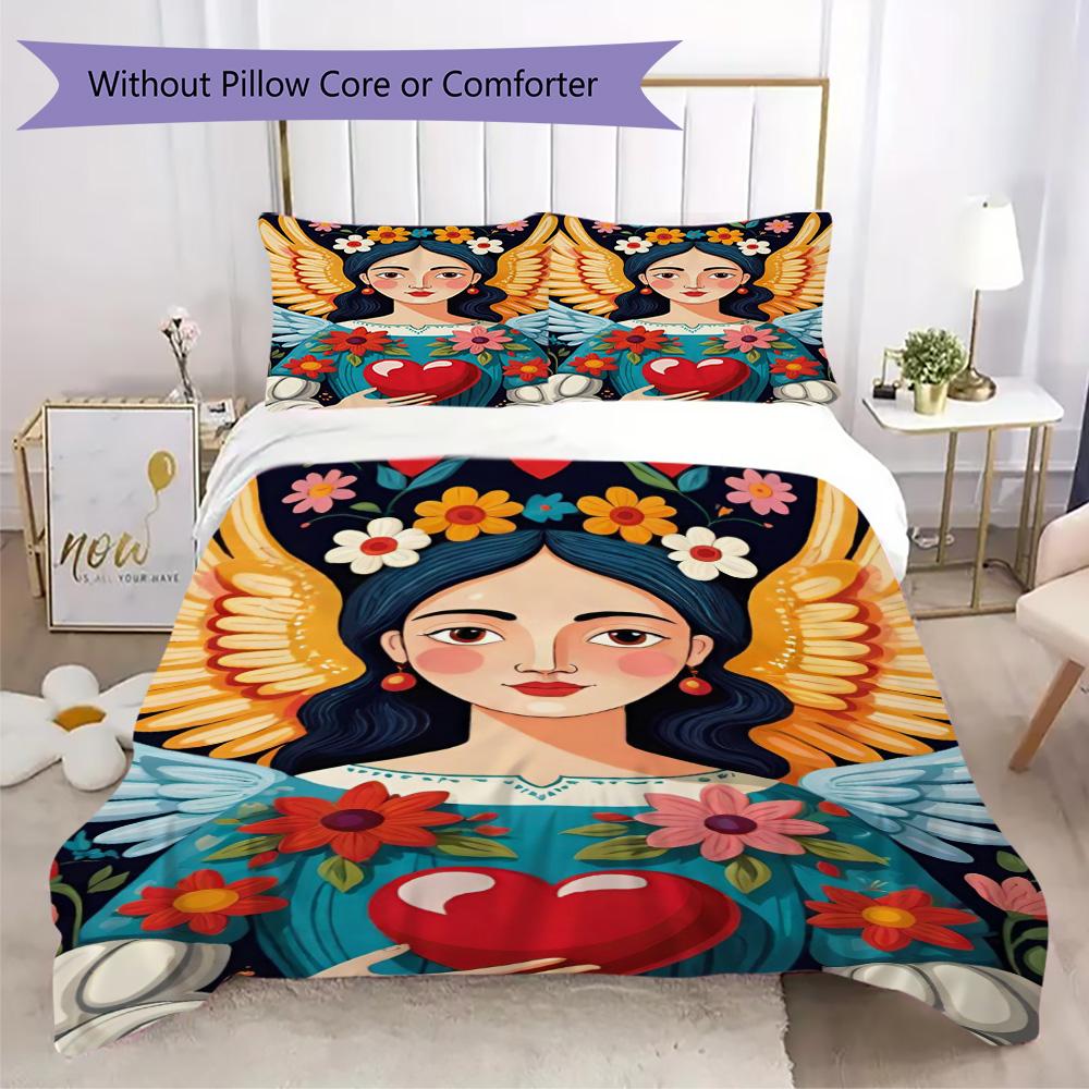 Cozy Floral Girl Heart Pattern Bedding,Quilt Set Quilt Cover Pillowcase Home Birthday Gift (1*duvet cover+2*pillowcase,without core)ZSJT0917368