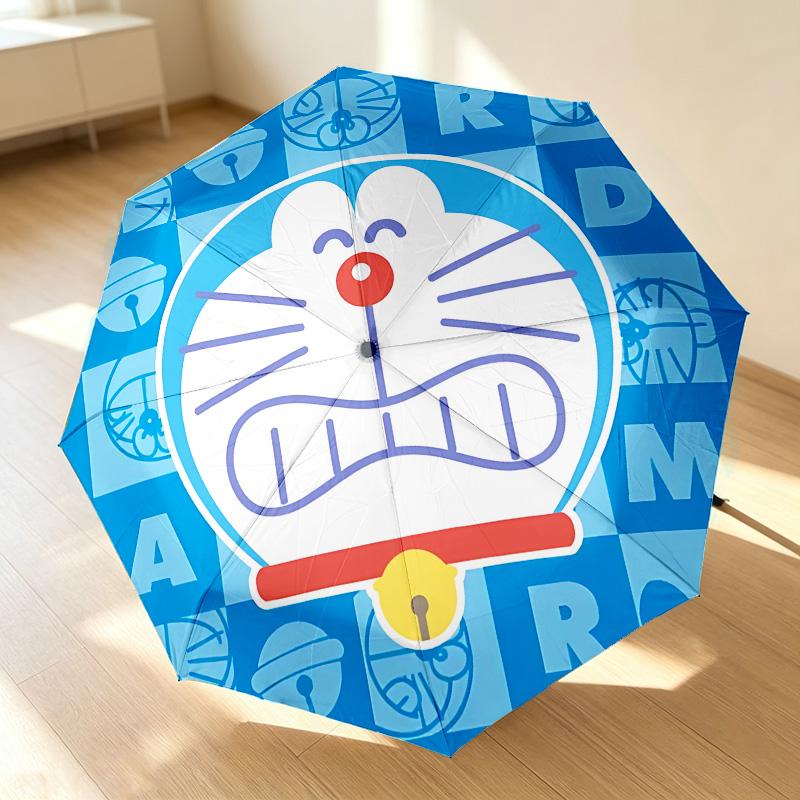 Doraemon Icon 8 Ribs 3Fold Black Glue Uv Protection Umbrella Sun Protection Rainproof Compact Folding Umbrella For Travel Daily Use C92357