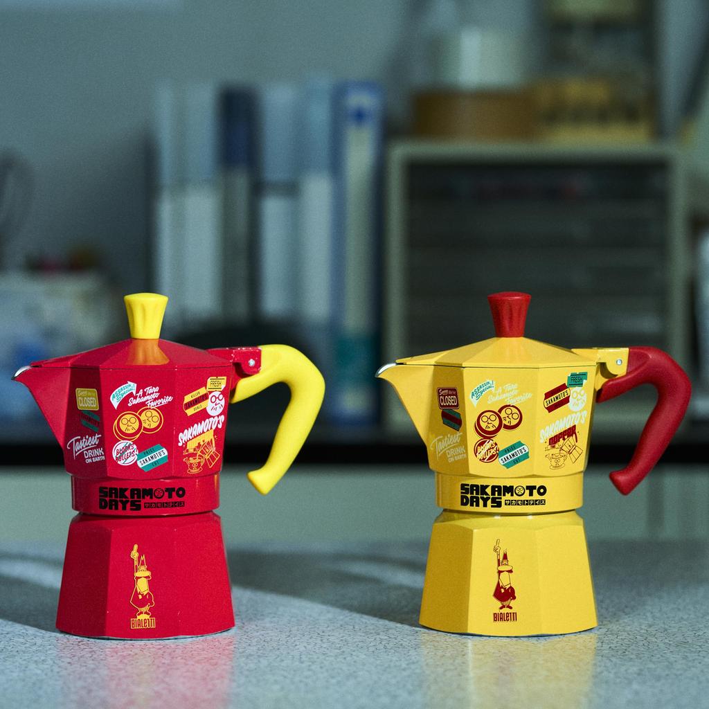 BIALETTI SAKAMOTO DAYS Moka Express Stovetop Coffee Espresso and Mocchinetta Red, 3-Cup, Maker, Maker,