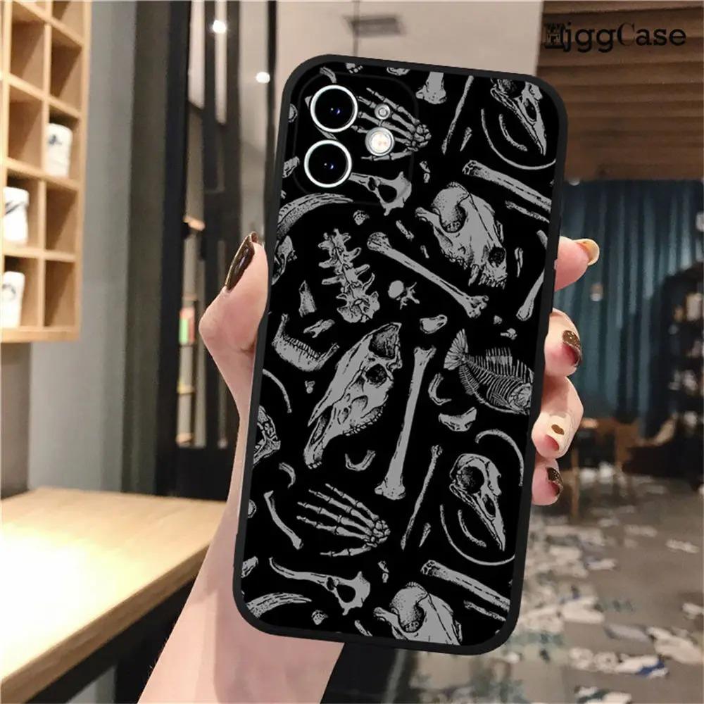 Черный Чехол для Телефона для iPhone 16 15 14 13 12 11 Pro Max XS X XR 7 8 SE Жнец Череп Скелет Мягкий Силиконовый Чехол