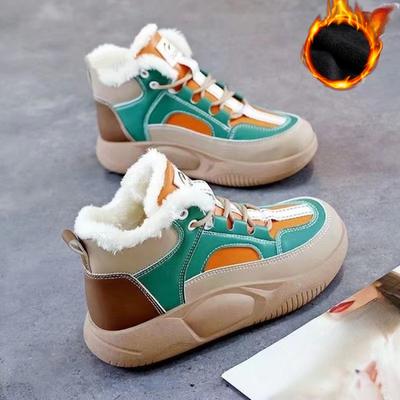 Зимняя основа для бисквита плюс бархатные утепленные сноубутсы женская верхняя одежда модная повседневная хлопковая обувь трендовые короткие ботинки