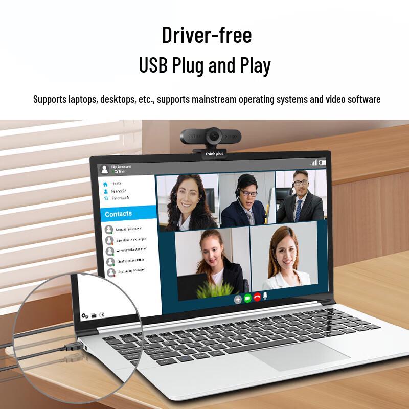 Lenovo Thinkplus WL22A USB HD Webcam with Microphone (CN version)