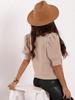 Women's Puff Sleeve Knit Top Short Sleeve Casual Spring Summer Pullover Blouse