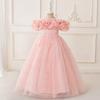 Flower Girl Princess Dress For Weddings Summer Kid Formal Bow Long Gown For School Evening Party Children New Year Cloth LP-0002