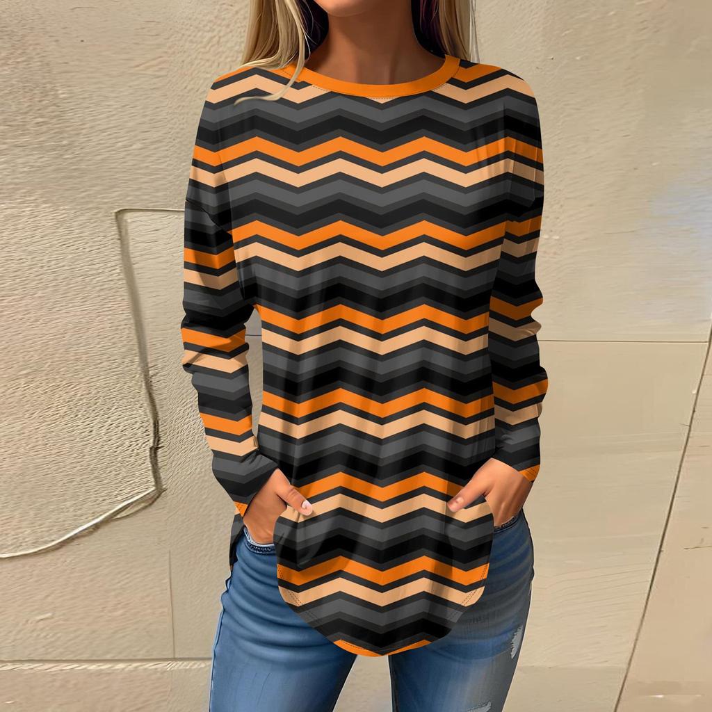 Tee Shirts For Women Fall Casual Long Sleeve Shirts Sweatshirt Halloween Printing Top Pullover