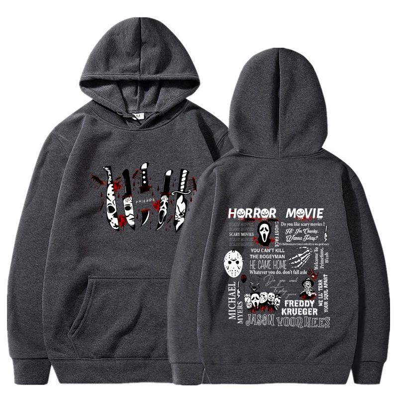 Boyfriend knife hoodie printed long sleeved sweater Halloween fashion Harajuku casual streetwear