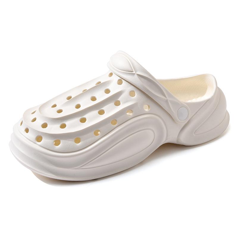 Hole Shoes Men's Summer Wear Simple and Versatile Breathable Beach Cool Slippers Thick-soled Non-slip Bag Head Drag Casual Slippers