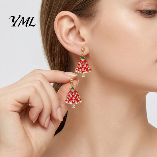 Festive Jewelry for Women 1 Pair Christmas Earrings Women, Xmas Tree Dangle Gift Her Stud Earrings, Sparkling Rhinestone Holiday Festival Accessories