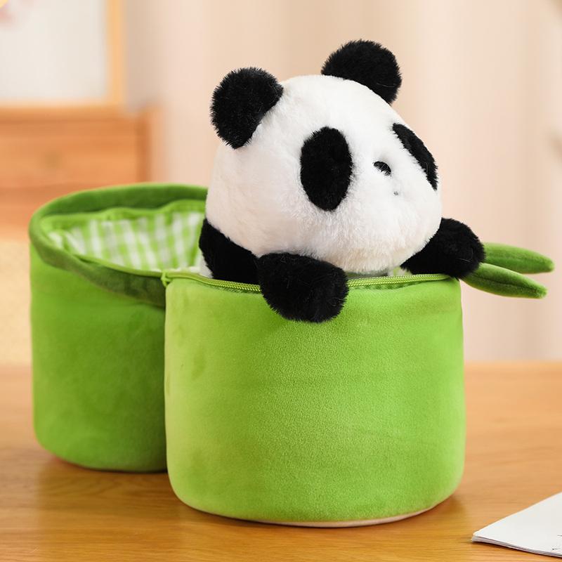 Stuffed Climbing Hug On The Bamboo Toy Creative Panda Doll Hiding In A Bamboo Plush Cushion Birthday