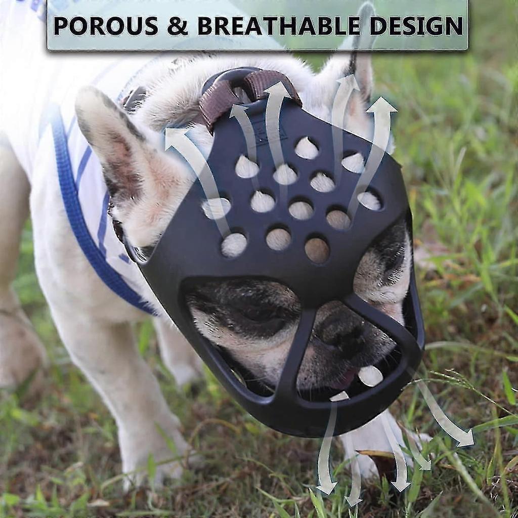 Short Snout Dog Muzzle,soft Silicone Adjustable Breathable Bulldog Muzzle For French Bulldog Shih Tzu And Pug For Biting Chewing Training less