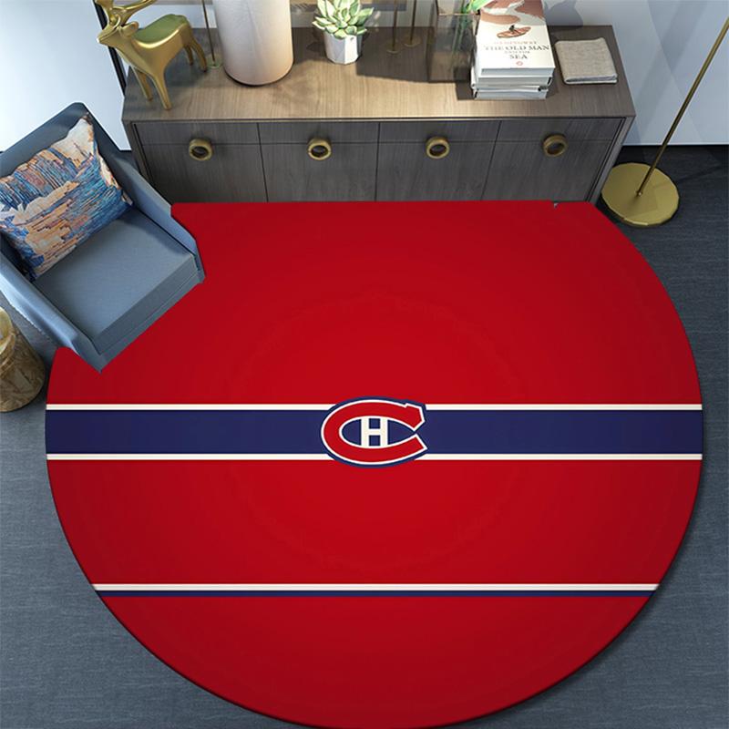 Круглый ковер Montreal Canadiens, Ковер для гостиной, спальни, дивана, игровой комнаты, Нескользящий коврик