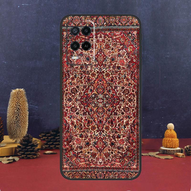 Persian Carpet Floral Pattern For OPPO A58 A78 A98 A15 A16 A17 A76 A96 A77 A52 A72 A5 A9 A79 A94 A74 A57S A53S A54S Case
