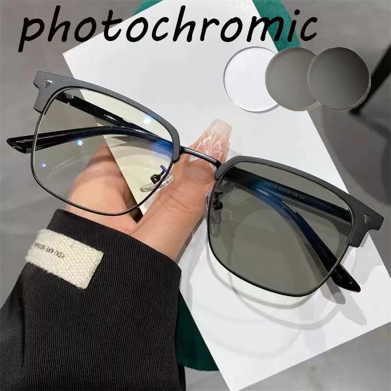 Фотохромные очки в стиле Y2K с квадратной оправой для женщин и мужчин, прозрачные линзы, компьютерные очки, профессиональные, повседневные