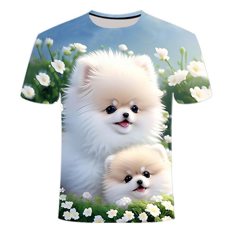 Футболка с короткими рукавами, напечатанная на 3D-принтере, серии Cute and Cute Dog, летняя футболка с короткими рукавами для мужчин и женщин