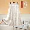 Cool cotton culottes, wide-leg pants, loose and drape, walking pants for home wear, thin legs, floral big swing a-word long skirt