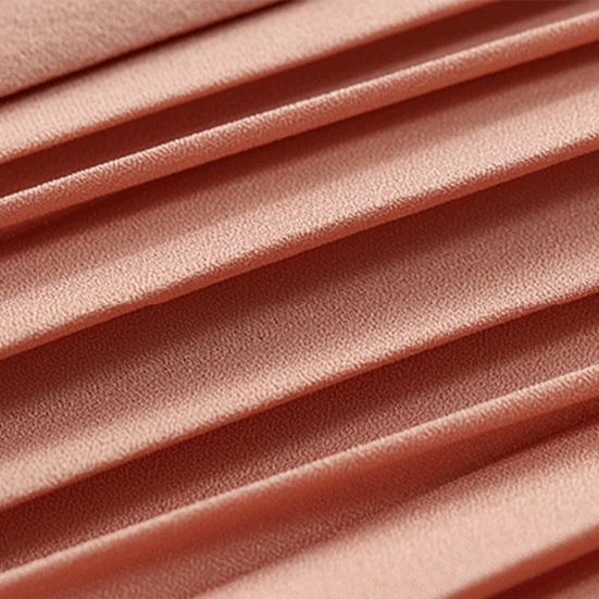 Women Pleated Midi Skirt Elastic High Waist Solid Color Smooth Outline Skirt Slimming Midi Skirt Daily Wear