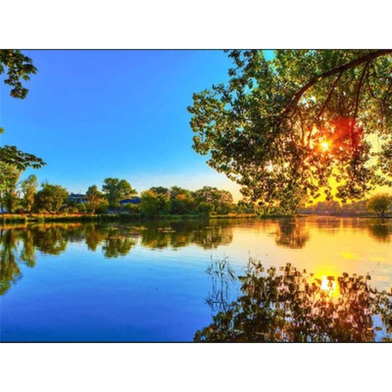 5d Diy Полная круглая алмазная картина Пейзаж Diy Алмазная вышивка крестом Украшение для дома