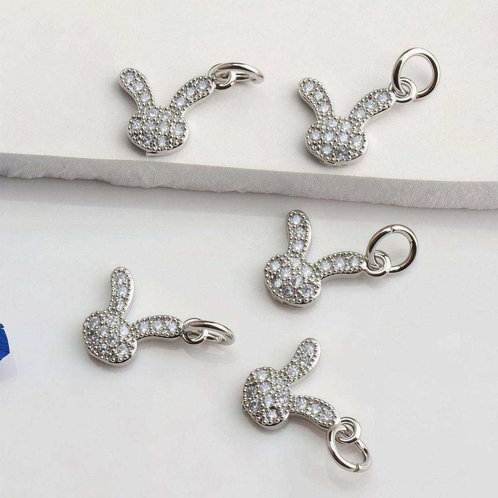 14K Gold Plated Zircon Rabbit Pendant for DIY Bracelets and Necklaces