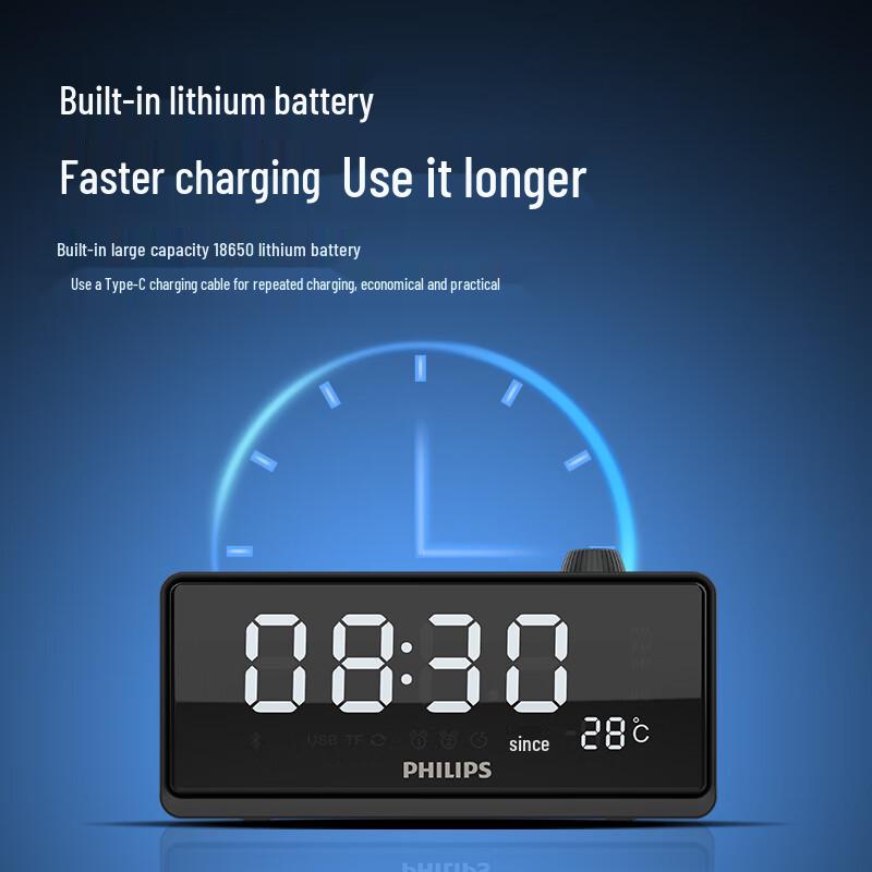 Philips Многофункциональный Bluetooth Будильник Радио Динамик CN вилка (адаптер в комплекте) (Китайская версия)