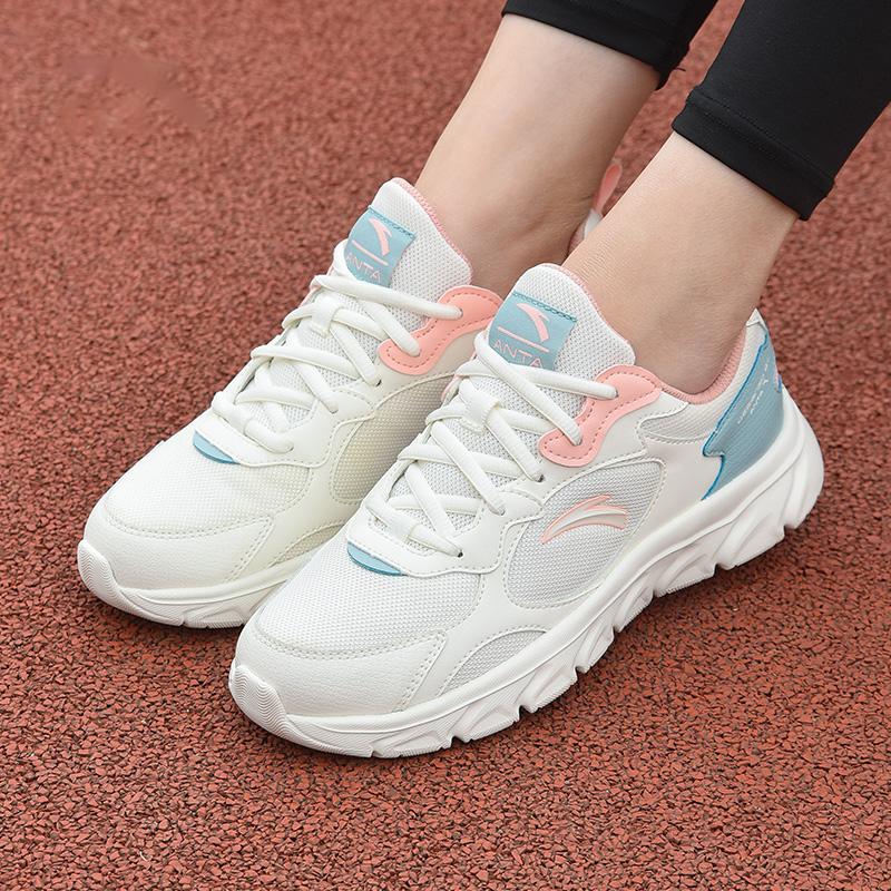 Women's Sneakers Anta Abrasion Resistant Breathable Low top Running Shoes Women's White Pink