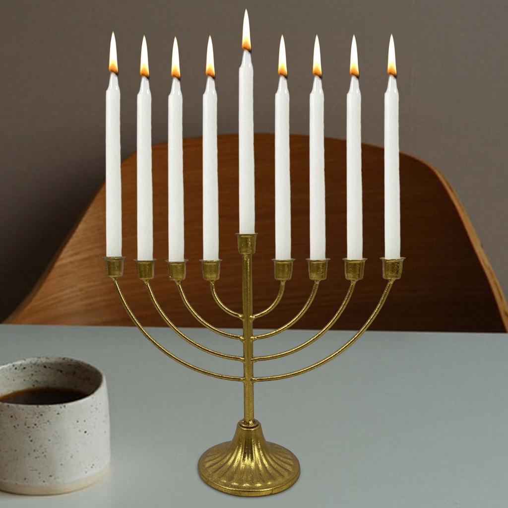 Table Je Candlestick Holder Wide Sturdy Base Hanukkah Decoration Menorah for Shelf Cabinet Fireplace Living Room Desk