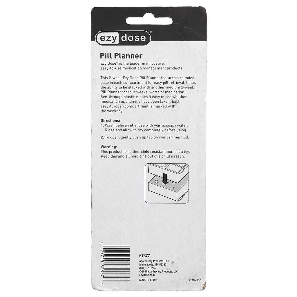 2 Week Pill Planner, Medium, 1 Pill