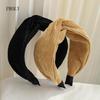 PROLY Новая вельветовая повязка на голову однотонная широкая теплая повязка на голову осень-зима винтажный перекрещенный узел головной убор аксессуары для волос