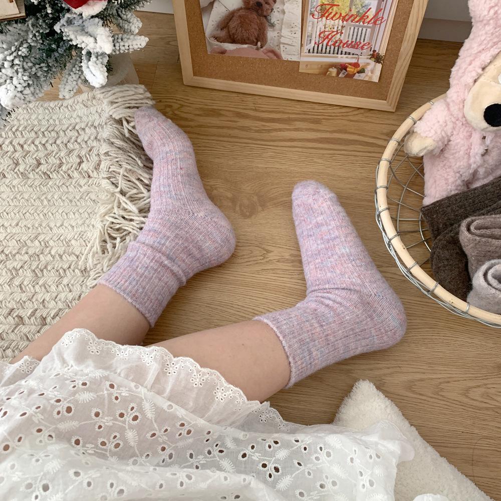 Носки женские осенне-зимние термобелье для дома носки для сна шерстяные кашемировые утолщенные теплые носки средней длины рождественские подарки