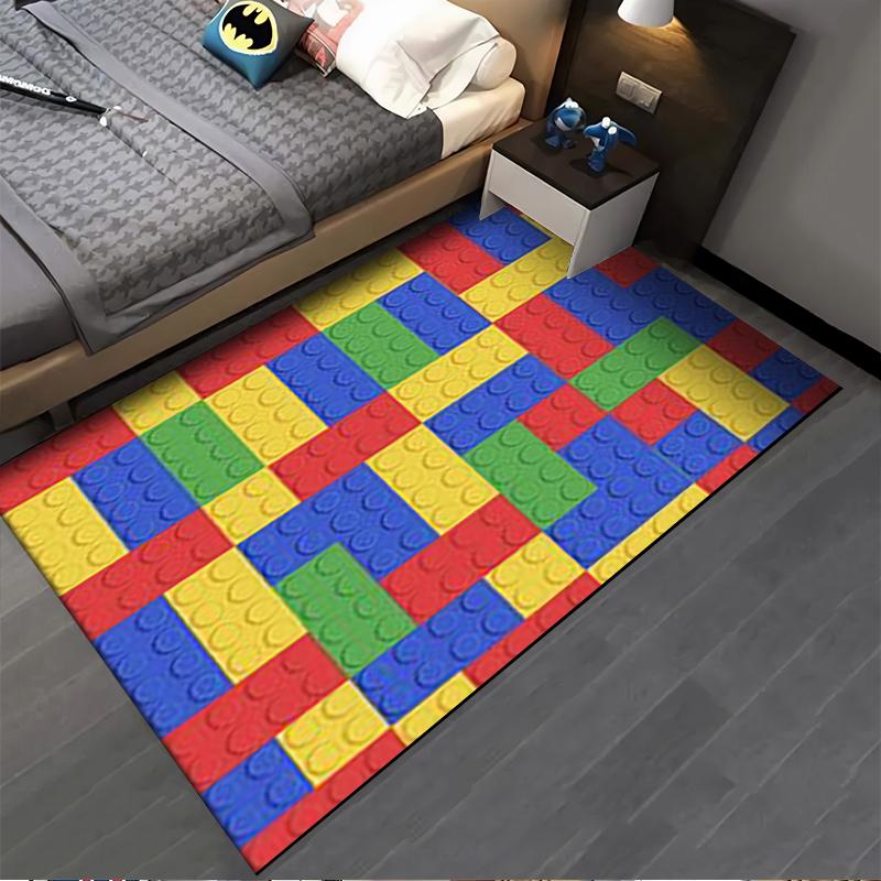 Colorful Building Block Pattern Carpet for Living Room Decor Soft Rug Suitable for use as an anti-slip for living room bedroom sofas