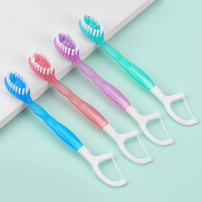 10 шт./коробка Портативная зубная щетка 5-в-1 Зубная нить Зубочистка Для чистки полости рта Одноразовая зубная щетка Для взрослых в деловых поездках