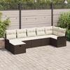 7-piece Garden Sofa Set with Brown Poly Rattan Cushions, 2-seater Garden Sofa with Storage and Cushions 3360229