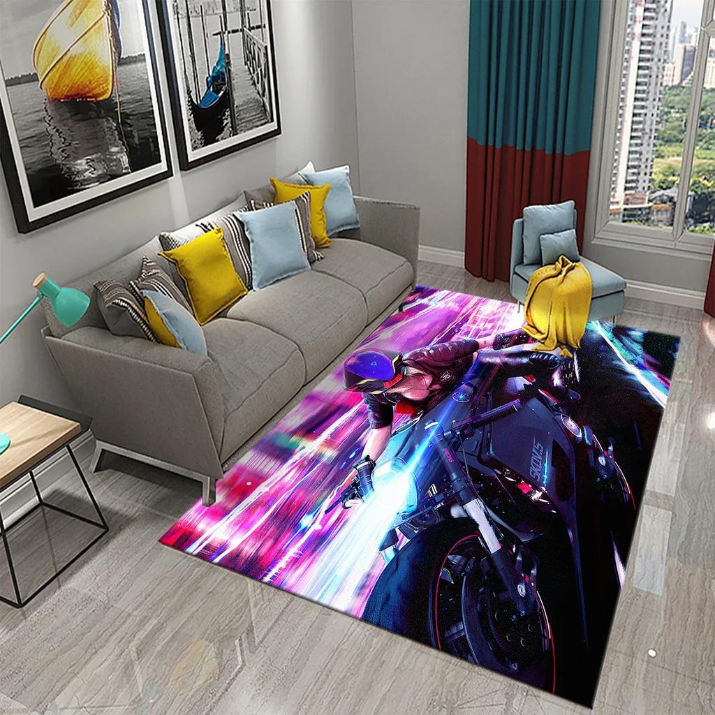 3D Винтажный Крутой Классический Мотоцикл Ковер Картина маслом Искусство Ковер Дом Спальня Гостиная Украшения Коврик для ванной Нескользящий
