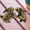 2 Pieces Brass Rabbit Statues Fashion Portable Delicate Copper Sculptures for Outdoor Women