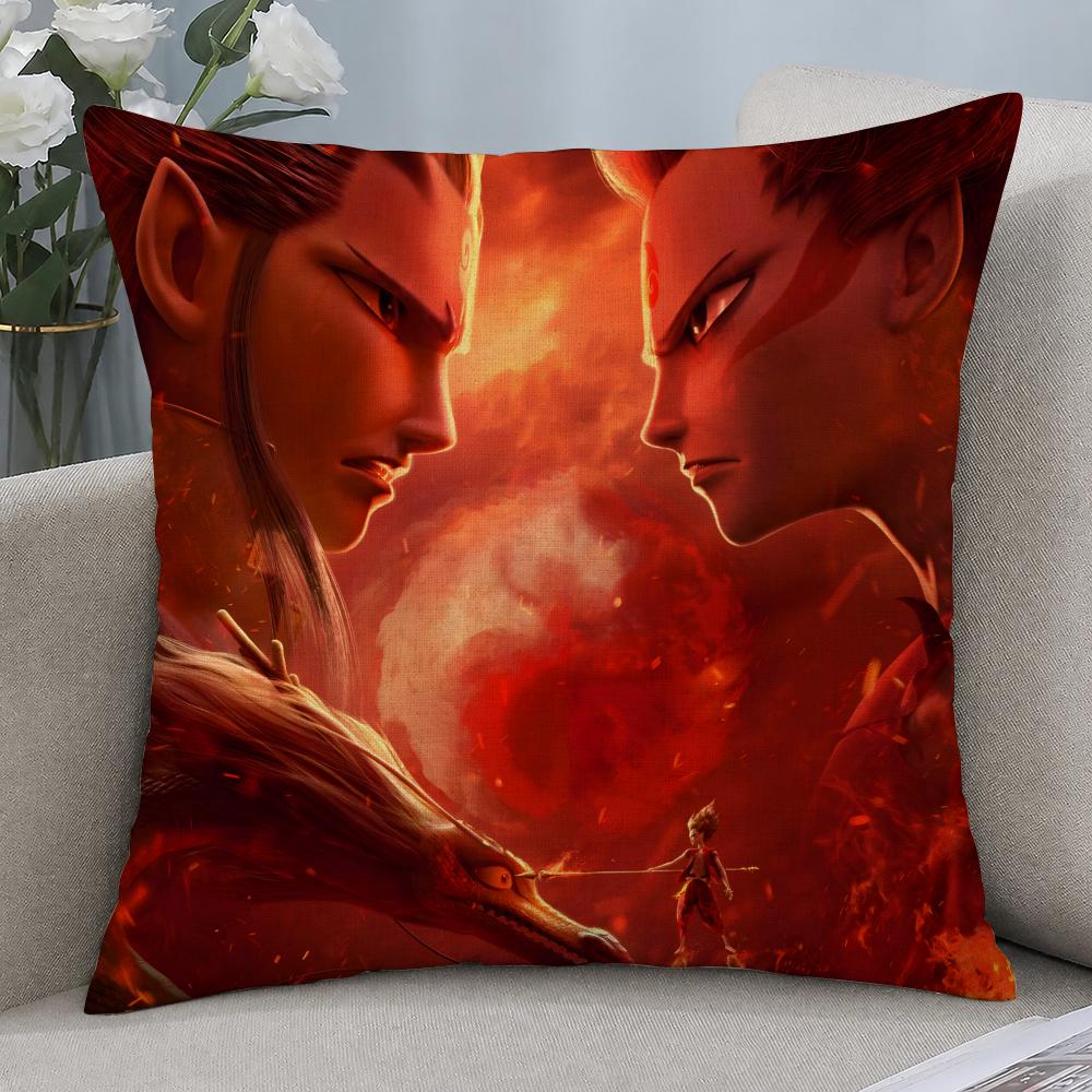 Movie NEZHA Cushion Cover Cushion Covers Natural Linen Breathable Sofa Bedroom Decor Pillowcase