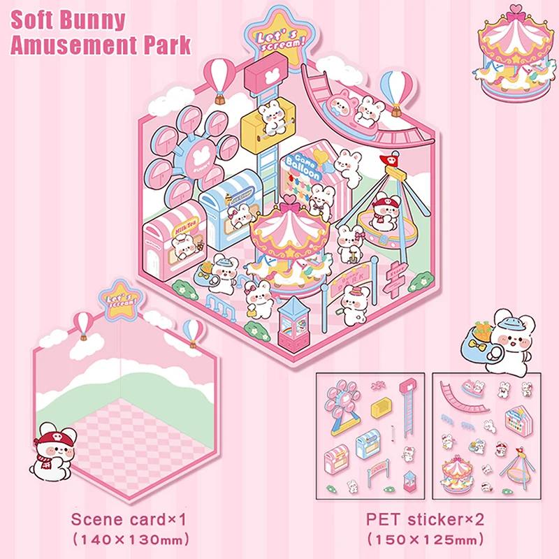 1 комплект креативных 3D-наклеек для симуляции кабины, милые мультяшные наклейки ручной работы для ландшафтного дизайна, наклейки для укладки сцен