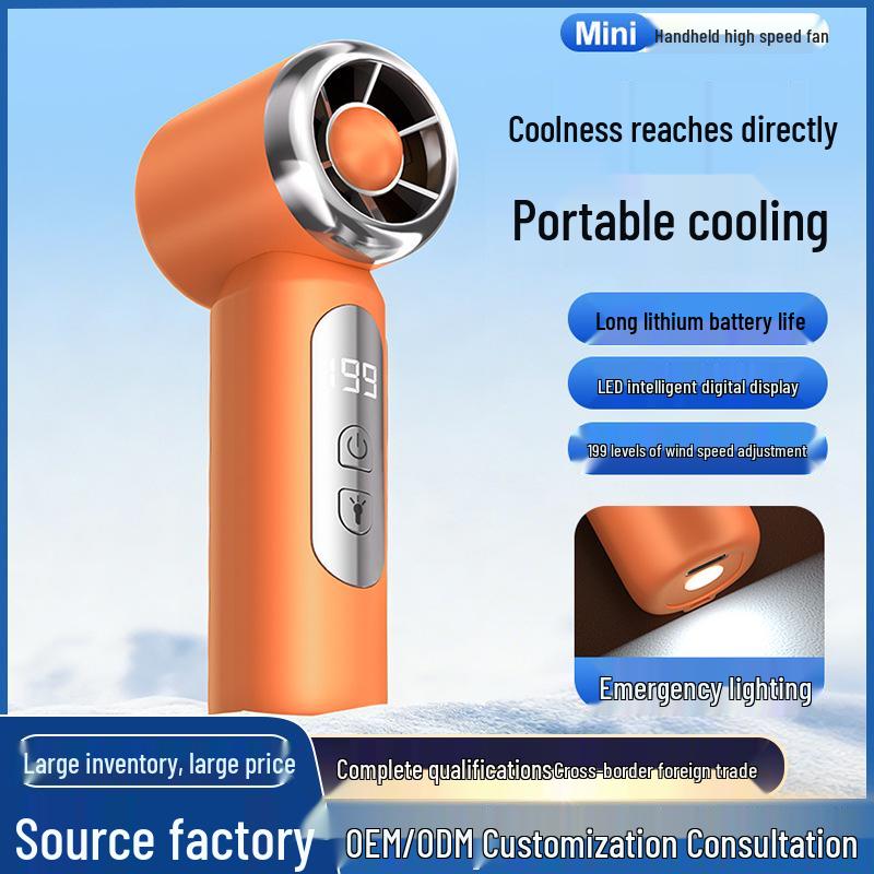 Rechargeable Portable Pocket Fan with Mini Display Screen and Outdoor Lighting