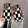 Black White Checkerboard Pattern Printed Fashion Case Flexible Soft Silicone TPU Shell Full Back Cover for iPhone Samsung