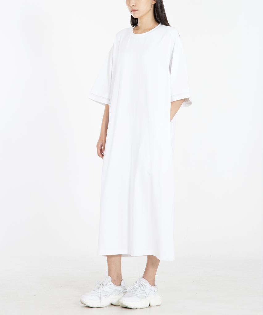 Row To Row Wrd030 Fine Cotton Boxy Fit Tee Dress (Cotton White)