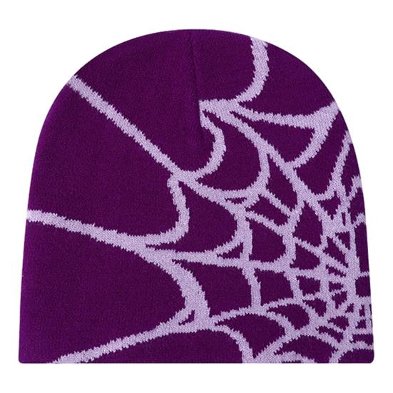 Унисекс зимняя шапка паутина жаккардовый вязаный купол эластичный контрастный цвет без полей для холодной погоды
