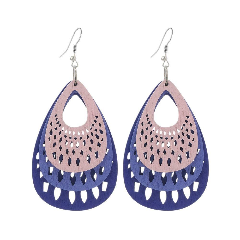 Серьги смешанного цвета, большие, этнические, богемные, винтажные, висячие, деревянные, серьги-подвески, день рождения