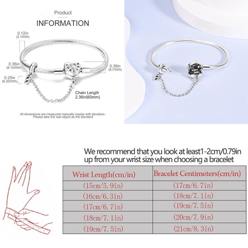 Браслет из стерлингового серебра 925 пробы Бабочка Цветок Клевер Зеленая Кошачья Лапка Любовь Циркон Ювелирные изделия Подарки для женщин 17-20 см