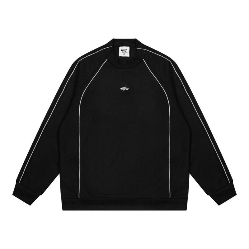 Mens Loose Fit Pullover Sweatshirt Casual Long Sleeve Stand Collar Top Streetwear Style