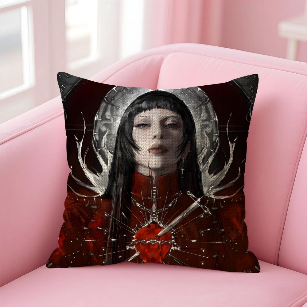 Singer LLady GGaga Cushion Cover Natural Linen Pillow Case DoubleSided Print Decorative Sofa Pillowcase Home Decor Gift