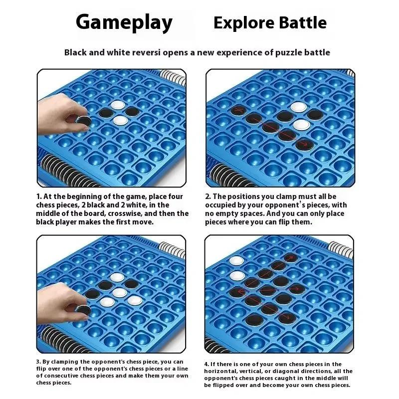 1 Набор Игра для двоих Семейные Развлечения Обучающие Игрушки Интерактивные Игры для Родителей и Детей Детские Переворачивающиеся Шахматы Касание Переворот Реверси Стратегическая Настольная Игра Игра для Вечеринки