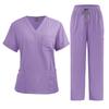 Meoexin V-Neck Nurse Uniform Set: Casual, Thin, Quick-Drying Scrub Suit with Double Pockets.