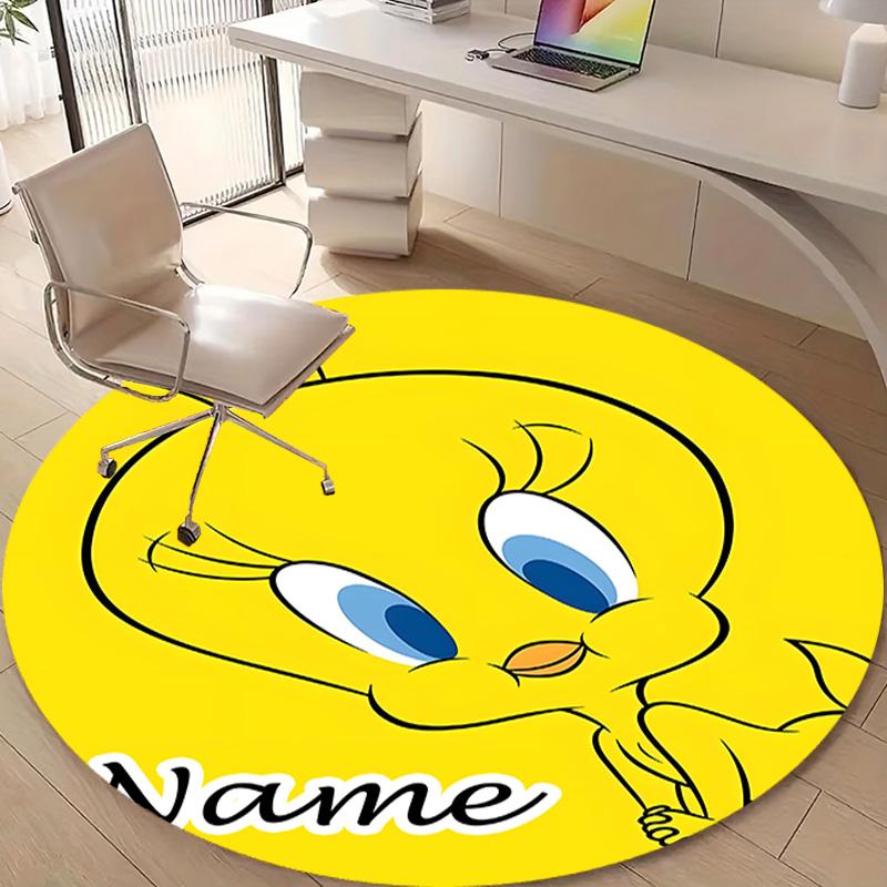 Personalized T-Tweety Round Chair Office Rug - Perfect for Mat, Office Chair & More - Ideal Gift for Birthdays and Holidays