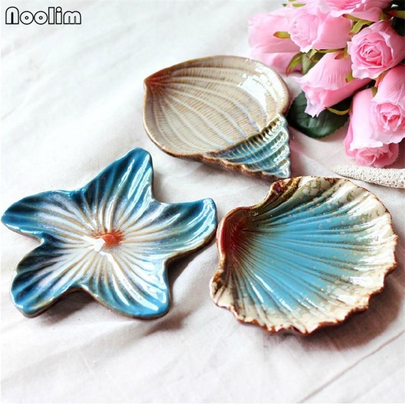 Средиземноморская модная керамическая тарелка с фруктами, маленькая тарелка, мыльница, морская звезда, морская ракушка, украшения из раковины