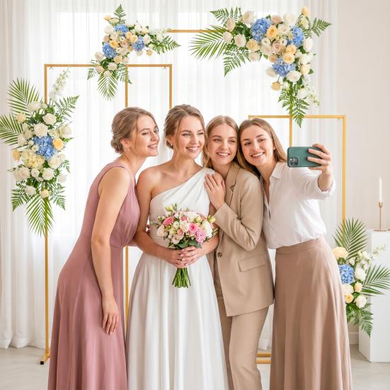 Gold Wedding Arch Backdrop Stand Square Stand, Set of 3, 6.6FT + 5.9FT +4.9FT, Metal Balloon and Flower Frame for Birthday Party, Baby Shower,