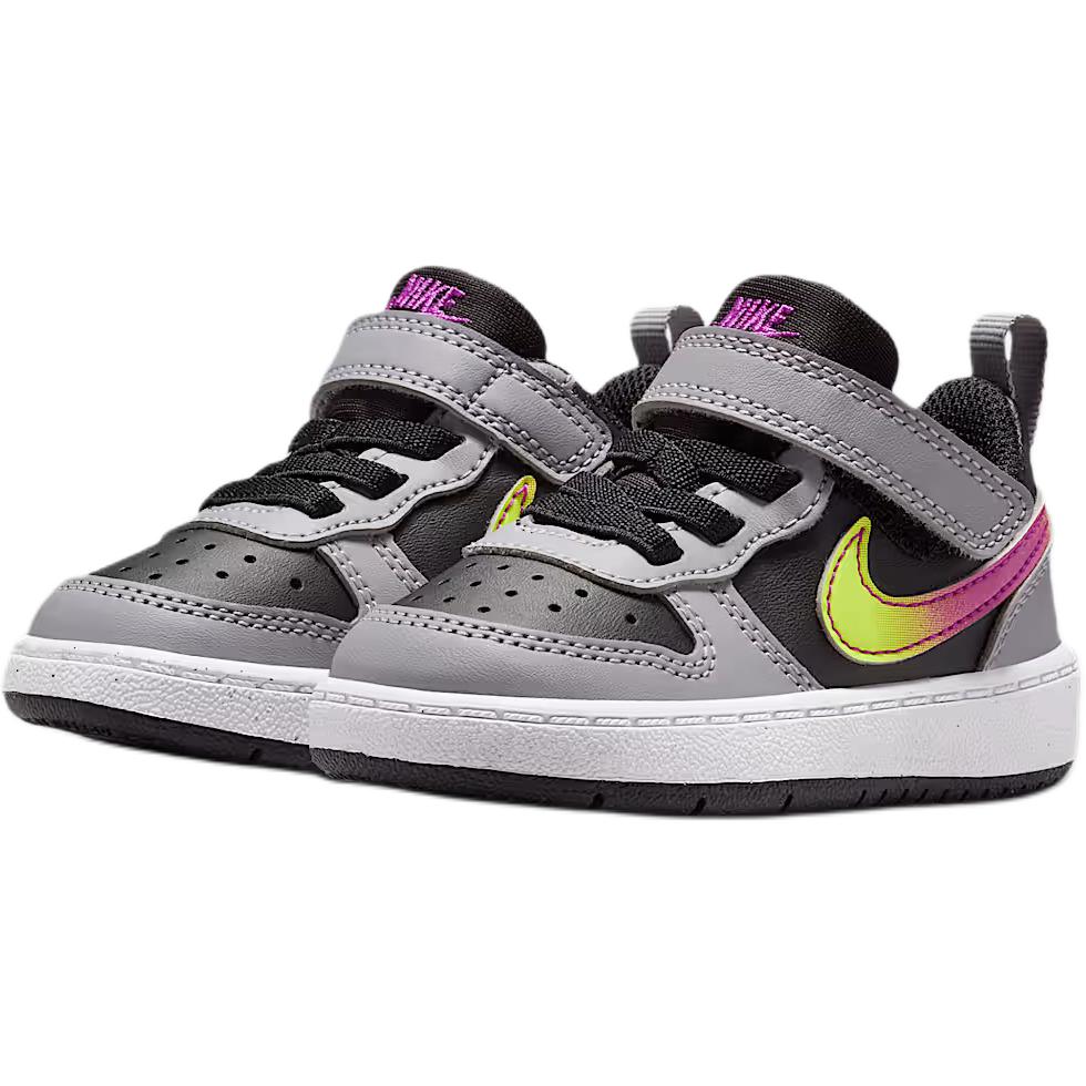 Nike Court Borough Mid top Toddler Shoes Black Gray Infant And Toddler IO6964-001