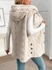 European-American Solid Color Double-Sided Plush Hooded Button Cardigan - Casual Women's Autumn/Winter Vest